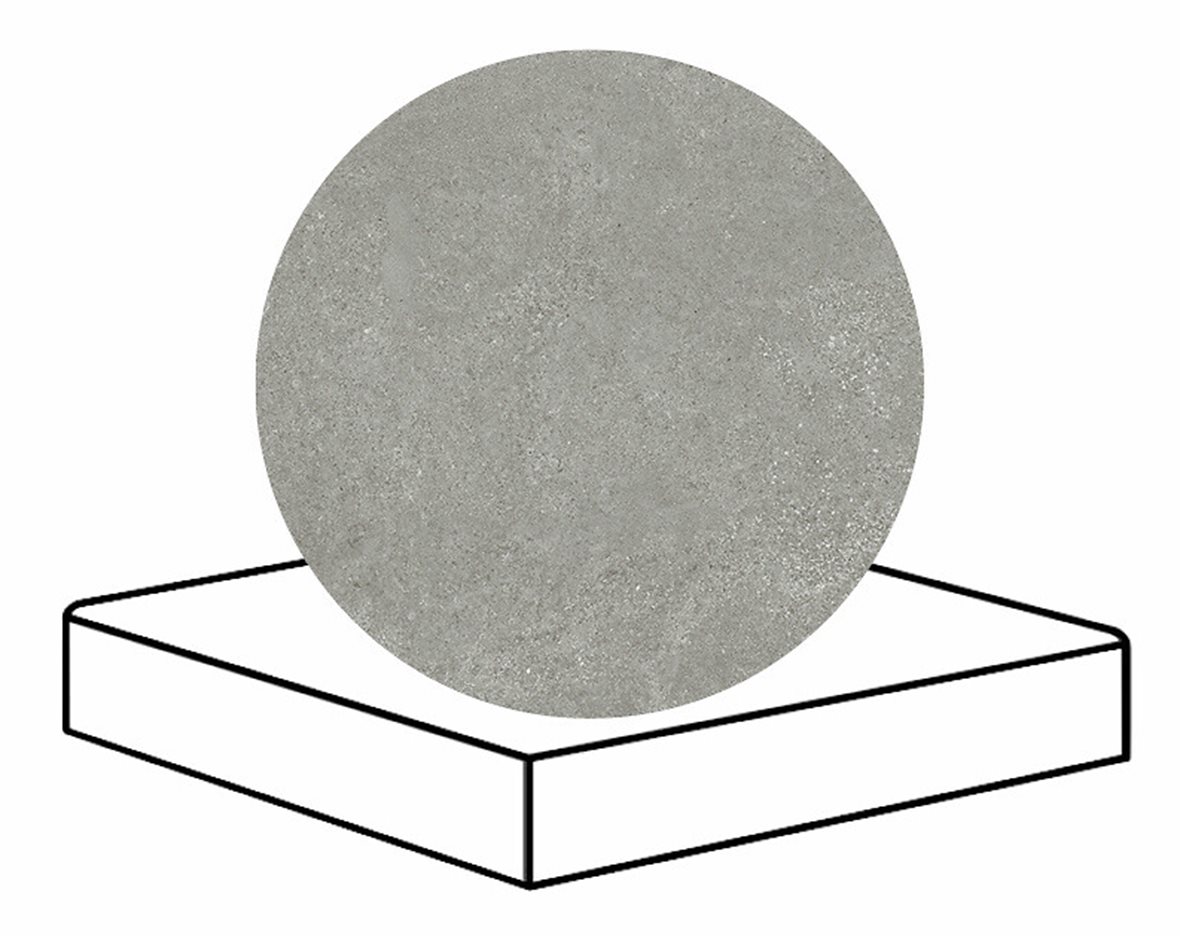 LPC Geo Re60 lasittamaton porraslaatta angolo B 33X33 04 Smoke tasapintainen silotettu matta keskitumma harmaa kivi
