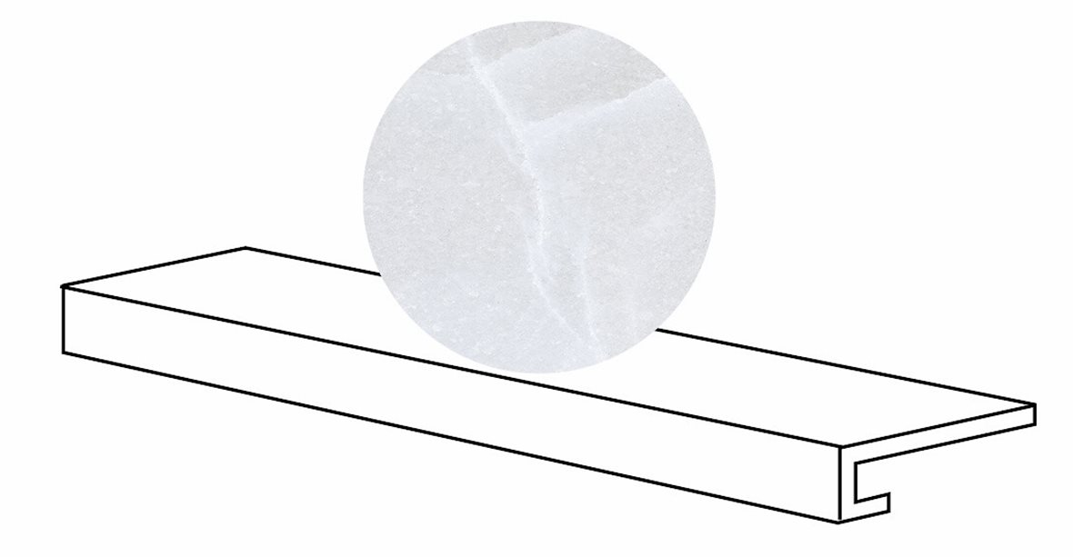 LPC Sky lasitettu porraslaatta reunalla GR 33X120 01 valkoinen tasapintainen matta vaalea valkoinen marmori