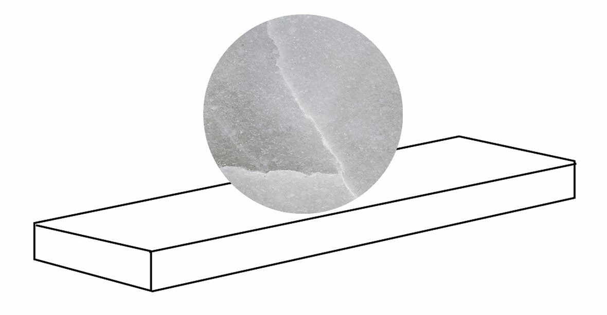 LPC Sky lasitettu porraslaatta reunalla kulmapala SX 33X120 03 harmaa tasapintainen matta vasen vaalea harmaa marmori
