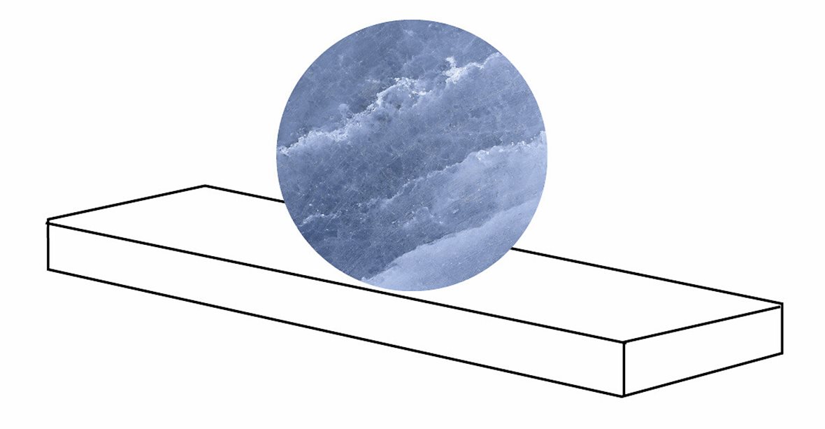 LPC Sky lasitettu porraslaatta reunalla kulmapala DX 33X120 05 sininen tasapintainen matta oikea keskitumma sininen marmori