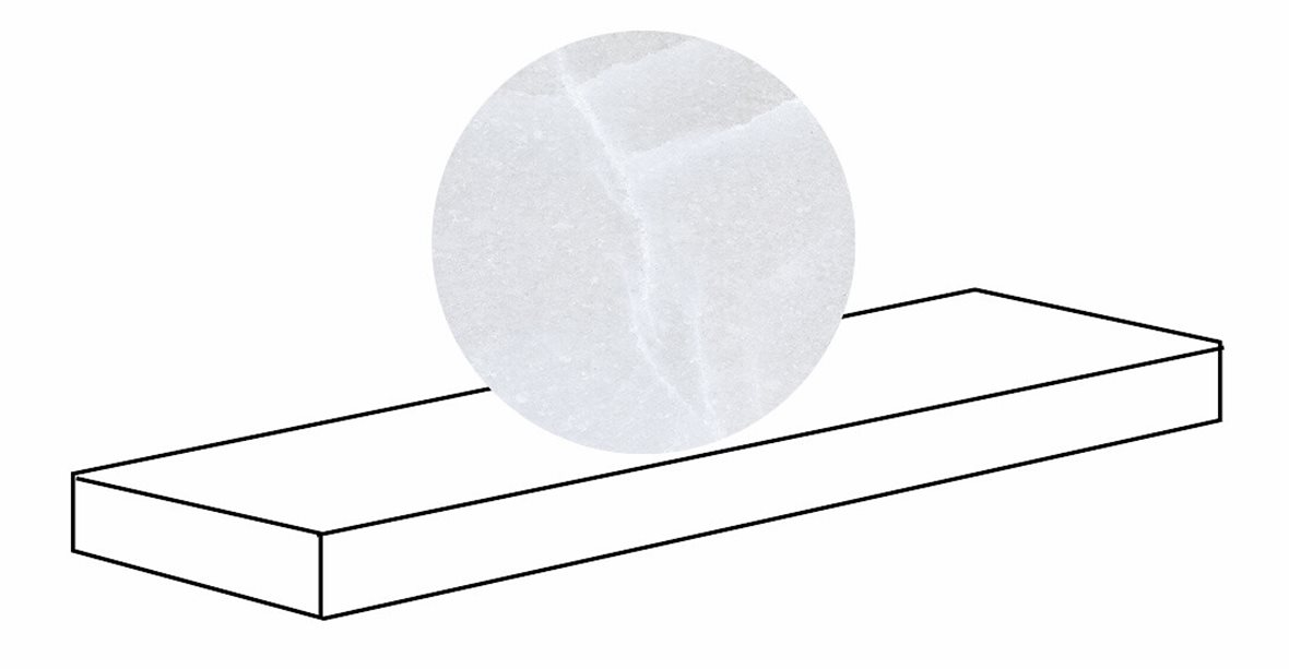 LPC Sky lasitettu porraslaatta reunalla kulmapala SX 33X120 01 valkoinen tasapintainen matta vasen vaalea valkoinen marmori