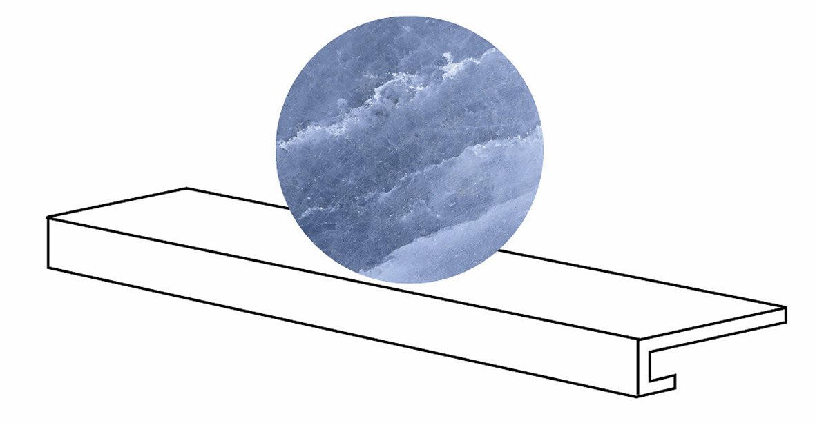 LPC Sky lasitettu porraslaatta reunalla GR 33X120 05L sininen tasapintainen kiillotettu keskitumma sininen marmori