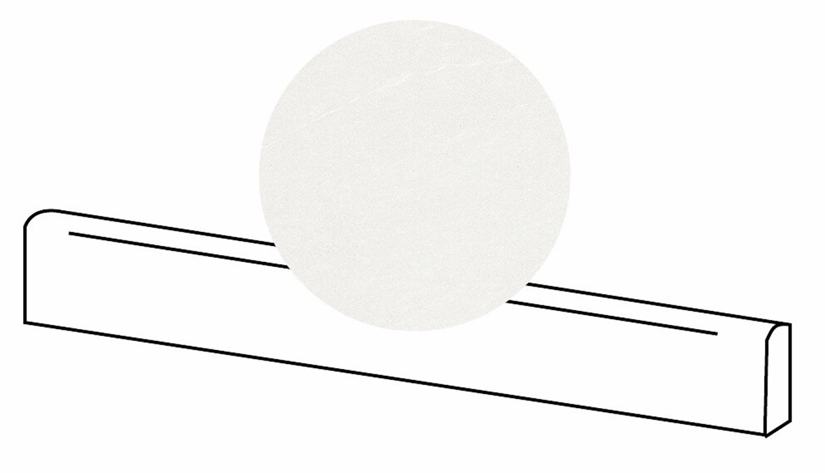 LPC Alvaro lasitettu jalkalista 6,5X120 01 valkoinen tasapintainen matta valkoinen kivi