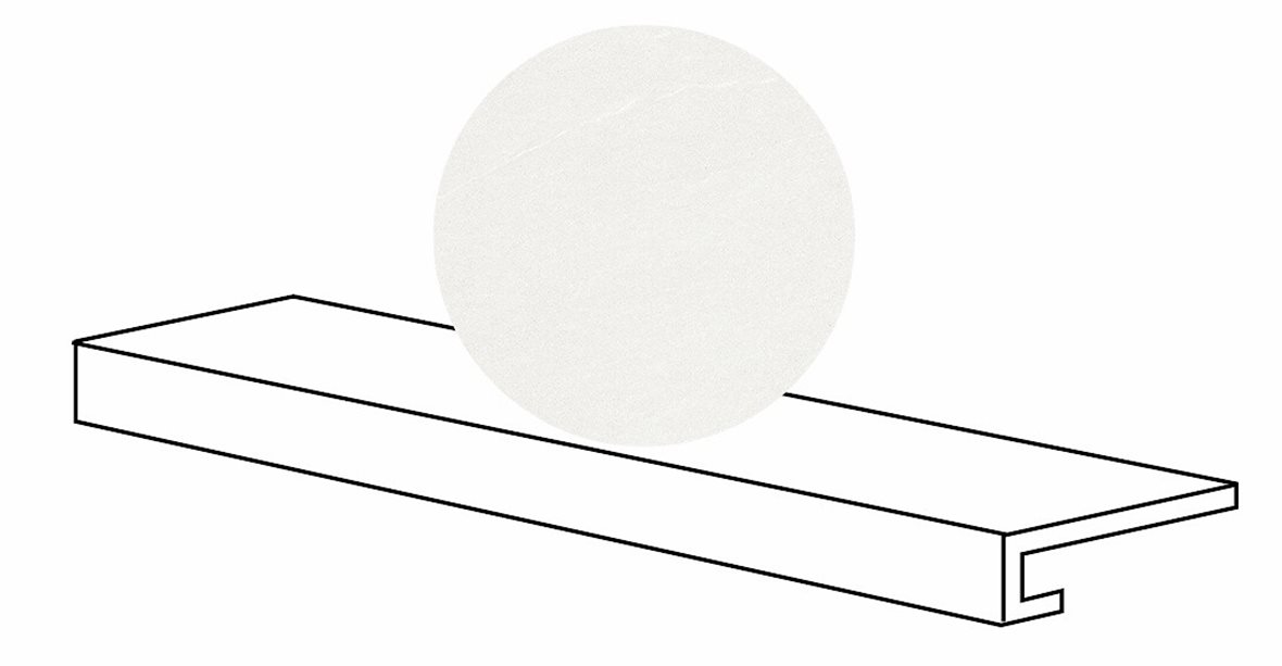 LPC Alvaro lasitettu porraslaatta reunalla GR 33X120 01 valkoinen tasapintainen matta valkoinen kivi