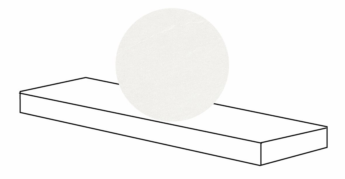 LPC Alvaro lasitettu porraslaatta reunalla kulmapala DX 4X120 01 valkoinen tasapintainen matta oikea valkoinen kivi