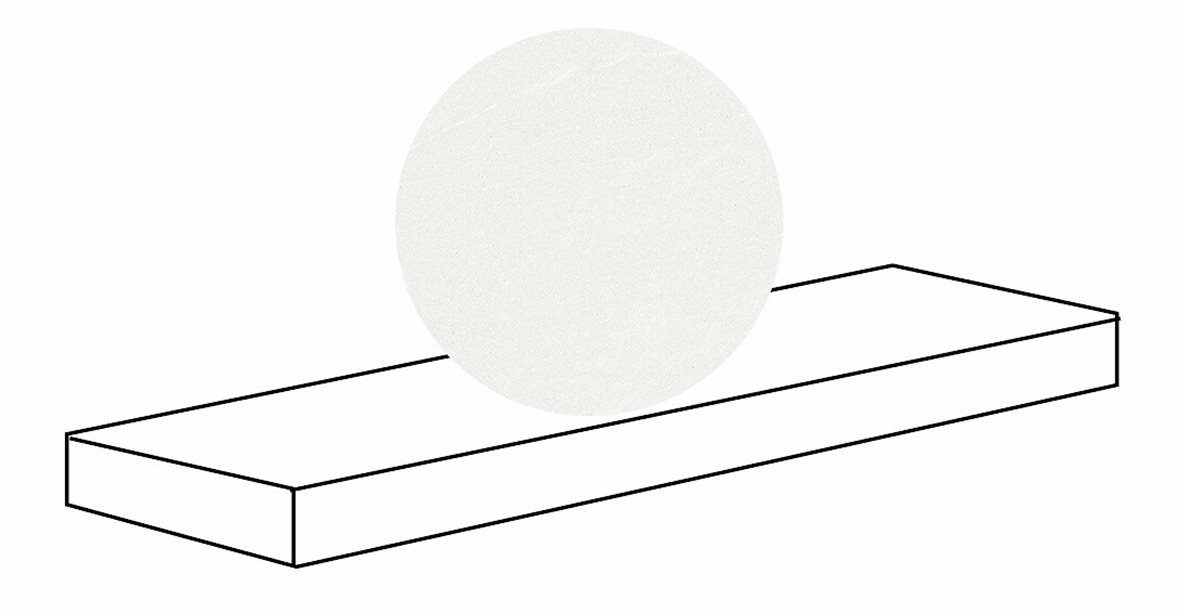 LPC Alvaro lasitettu porraslaatta reunalla kulmapala SX 33X120 01 valkoinen tasapintainen matta vasen valkoinen kivi