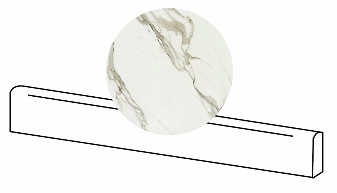 LPC Valeria lasitettu jalkalista 6,5X120 01 Calacatta tasapintainen matta vaalea beige marmori