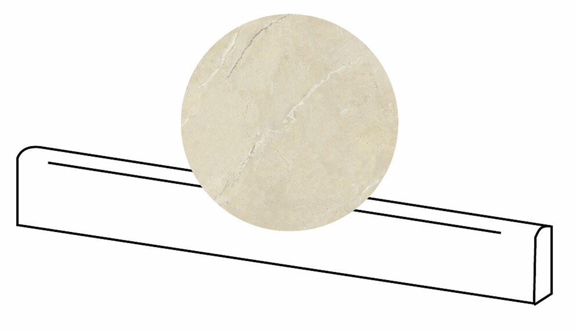 LPC Valeria lasitettu jalkalista 6,5X120 04 Crema tasapintainen matta vaalea beige marmori