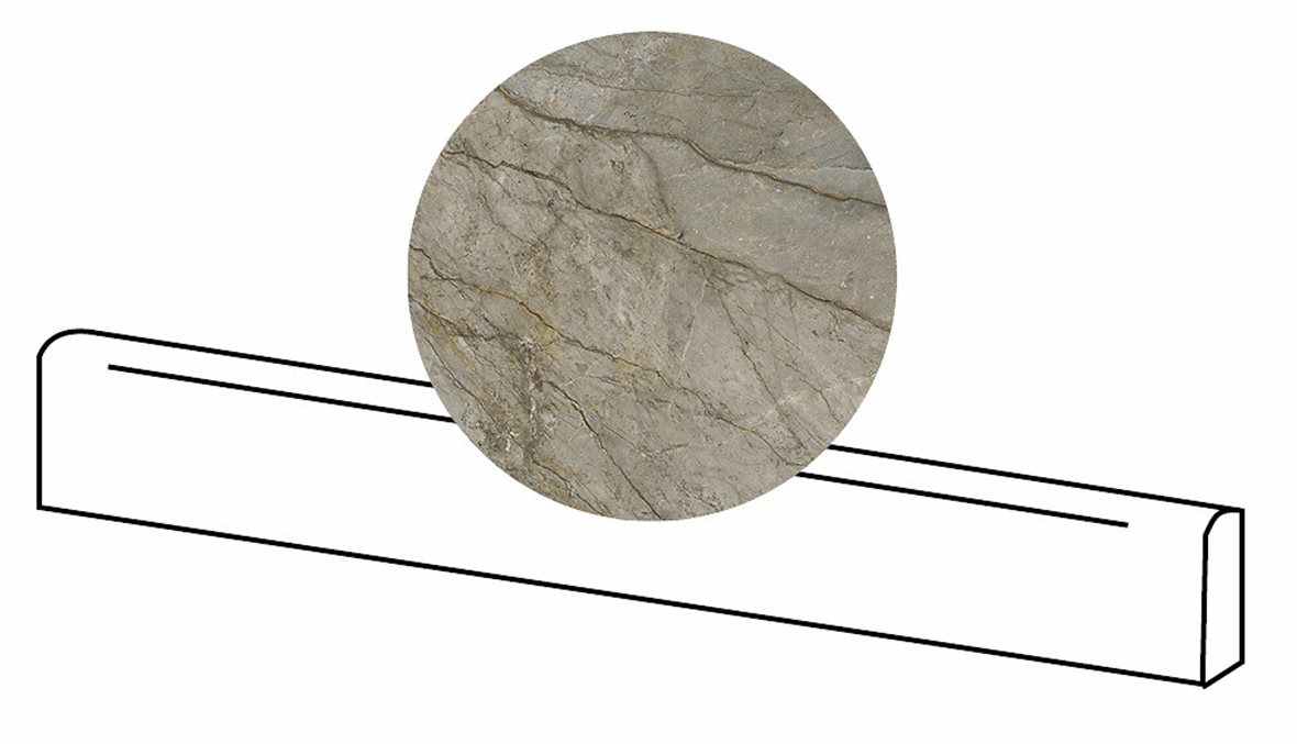 LPC Valeria lasitettu jalkalista 6,5X120 05 Grey Roots tasapintainen matta keskitumma harmaa marmori