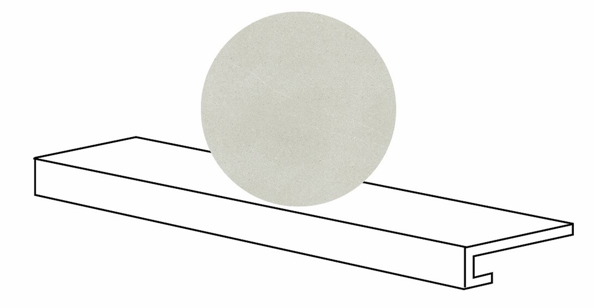 LPC Alvaro lasitettu porraslaatta reunalla GR 33X120 01 valkoinen tasapintainen matta valkoinen kivi