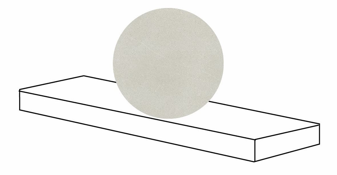 LPC Alvaro lasitettu porraslaatta reunalla kulmapala DX 33X120 01 valkoinen tasapintainen matta oikea valkoinen kivi