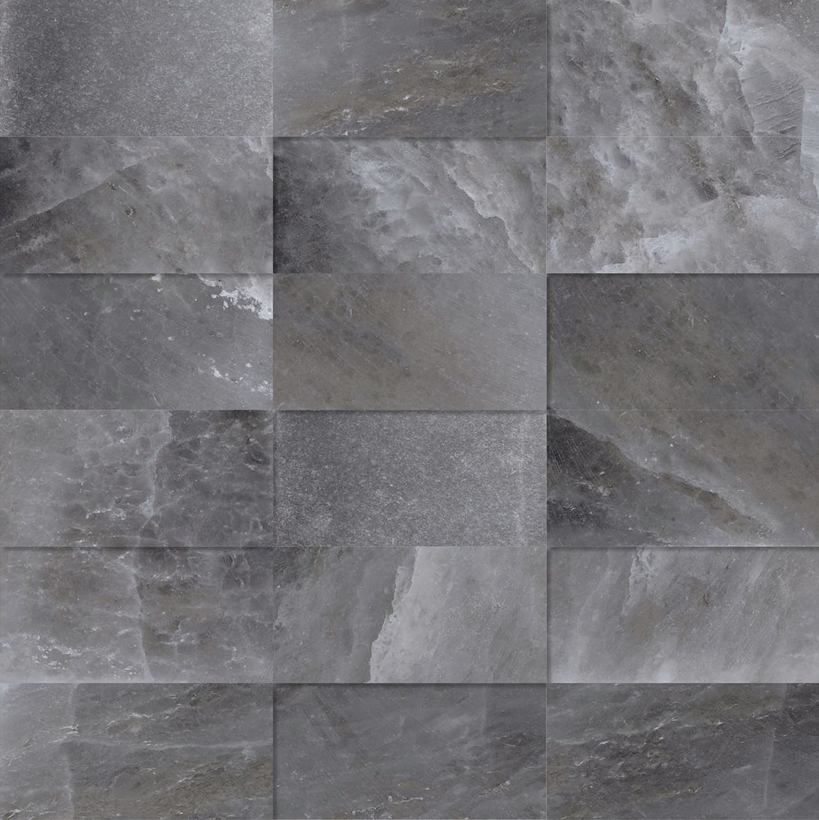 LPC Sky 3D lasitettu porcelanato mosaiikki seinälaatta 02 musta tasapintainen matta keskitumma harmaa marmori