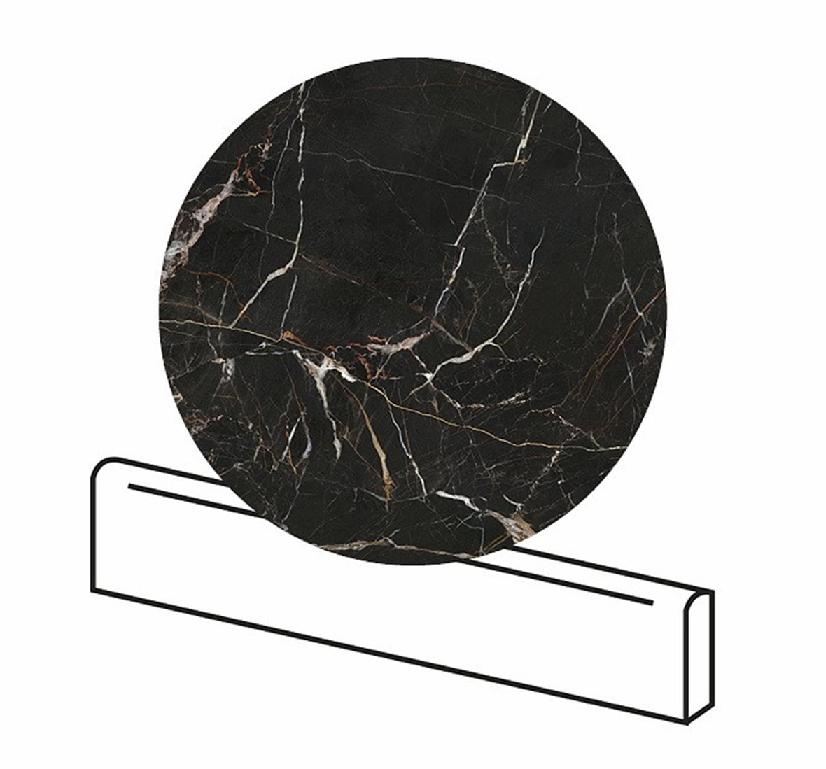 LPC Valeria lasitettu jalkalista 7,5X60 02 Dark tasapintainen matta tumma musta marmori