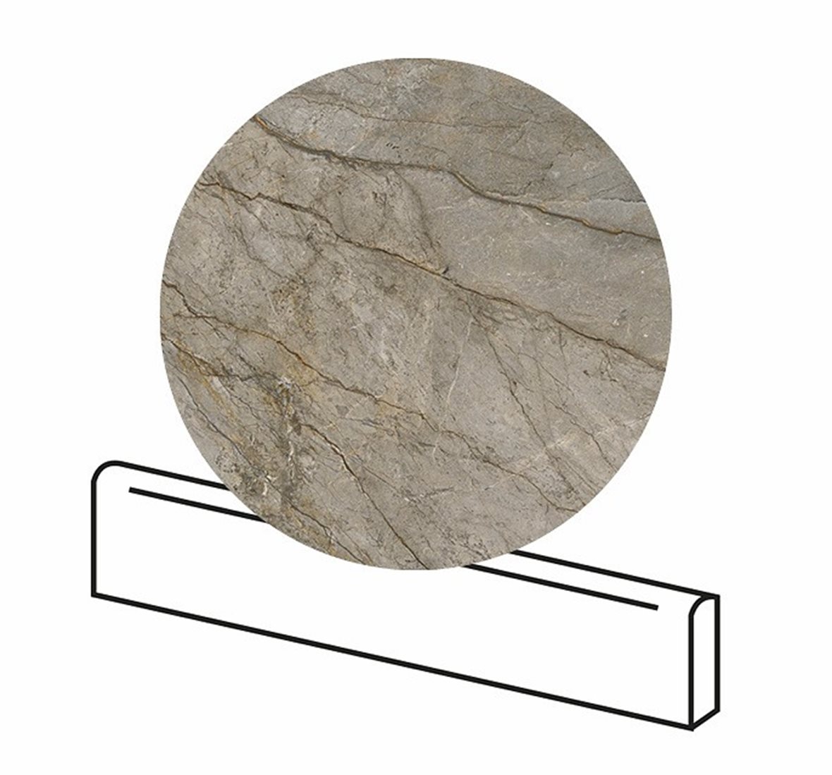 LPC Valeria lasitettu jalkalista 7,5X60 05 Grey Roots tasapintainen matta keskitumma harmaa marmori