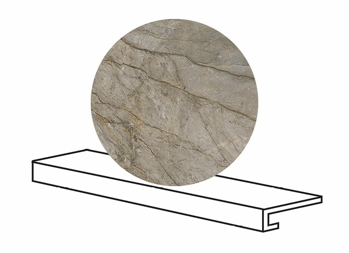 LPC Valeria lasitettu porraslaatta reunalla GR 33X120 05L Grey Roots tasapintainen kiillotettu keskitumma harmaa marmori