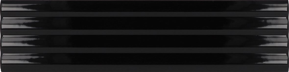 LPC Cuba Aalto lasitettu kaakeli seinälaatta 5X20 08 musta kohokuvioinen kiiltävä tumma musta yksivärinen