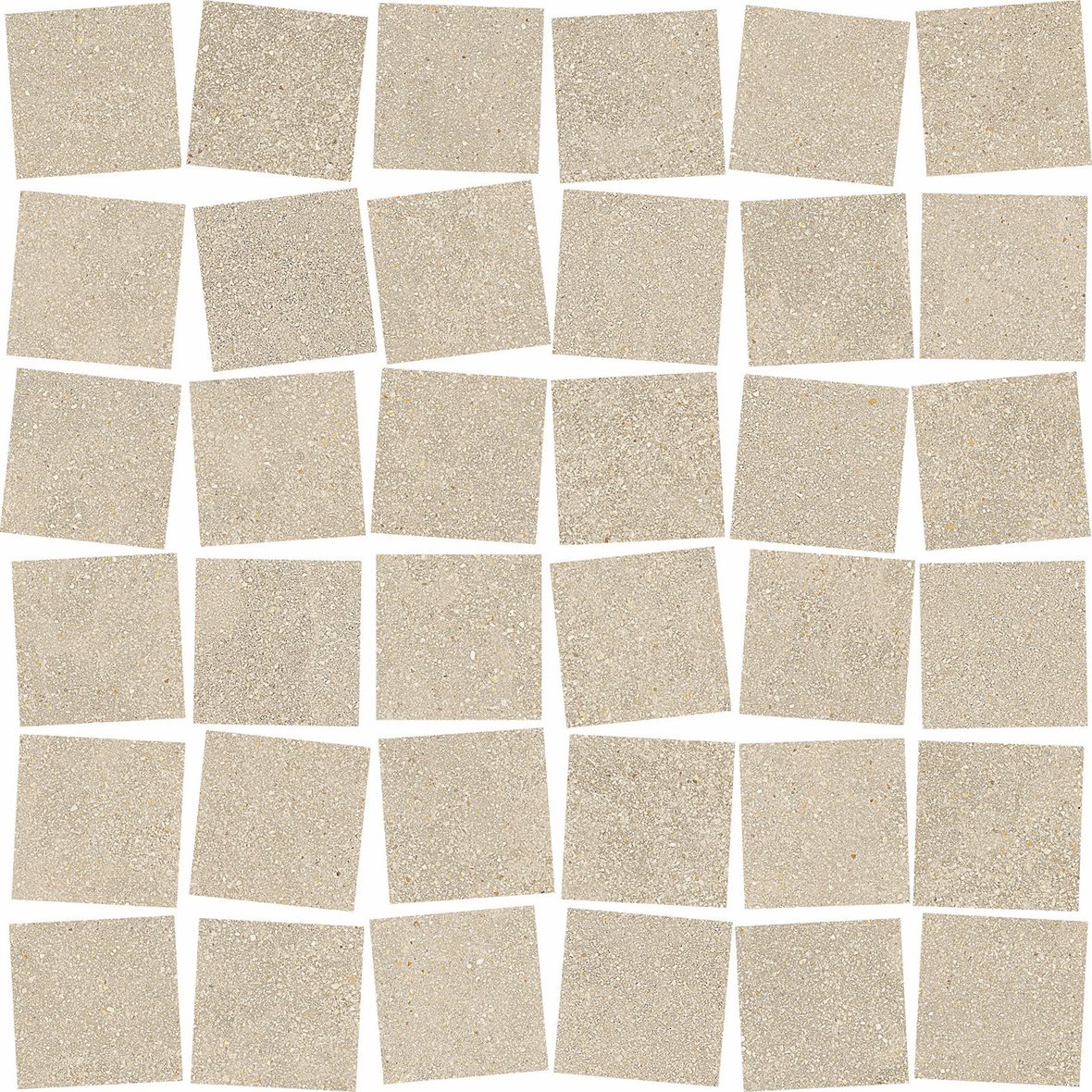 LPC Cemento Re60 Cobble lasittamaton porcelanato mosaiikki seinälaatta lattialaatta 4,8X4,8 02 Sand tasapintainen silotettu matta beige betoni