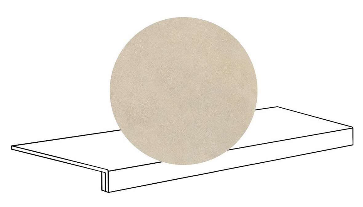 LPC Cemento Re60 lasittamaton porraslaatta reunalla 33X120 02 Sand tasapintainen silotettu matta beige betoni