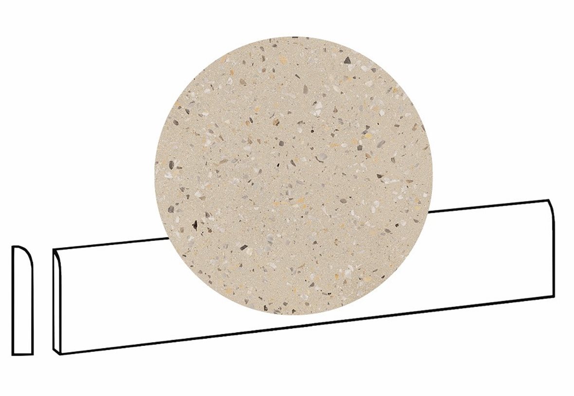 LPC Cemento Re60 Terrazzo lasittamaton jalkalista pyöristetty pitkä sivu 7X60 02 Sand tasapintainen silotettu matta beige betoni