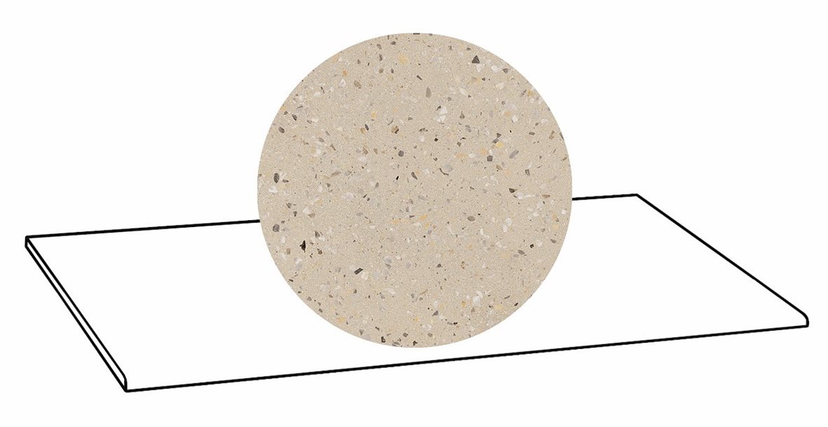 LPC Cemento Re60 Terrazzo lasittamaton porraslaatta 33X120 02 Sand tasapintainen silotettu matta beige betoni
