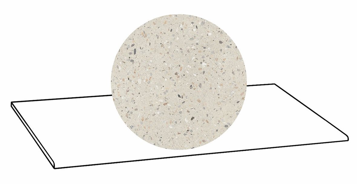 LPC Cemento Re60 Terrazzo lasittamaton porraslaatta 33X120 01 Powder tasapintainen silotettu matta valkoinen betoni