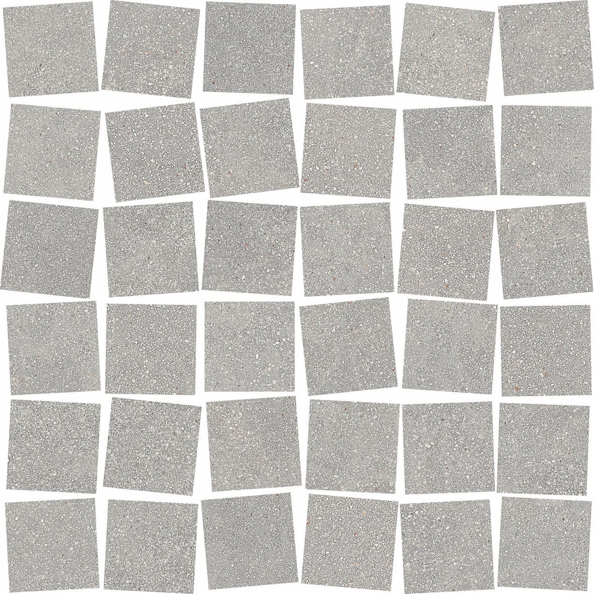 LPC Cemento Re60 Cobble lasittamaton porcelanato mosaiikki seinälaatta lattialaatta 4,8X4,8 04 Silver tasapintainen silotettu matta harmaa betoni