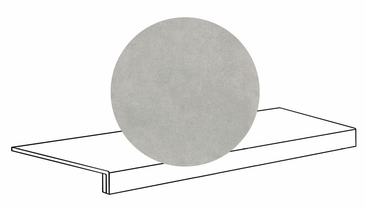 LPC Cemento Re60 lasittamaton porraslaatta reunalla 33X120 04 Silver tasapintainen silotettu matta harmaa betoni