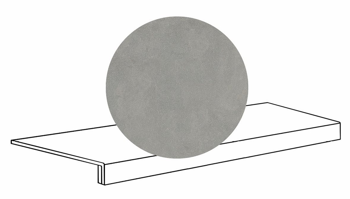 LPC Cemento Re60 lasittamaton porraslaatta reunalla 33X120 05 Grey tasapintainen silotettu matta harmaa betoni