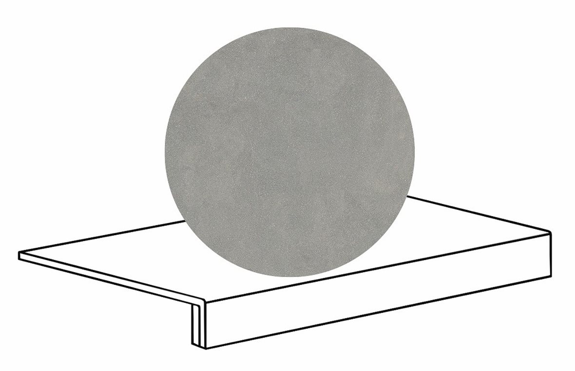 LPC Cemento Re60 lasittamaton porraslaatta reunalla 33X60 05 Grey tasapintainen matta harmaa betoni