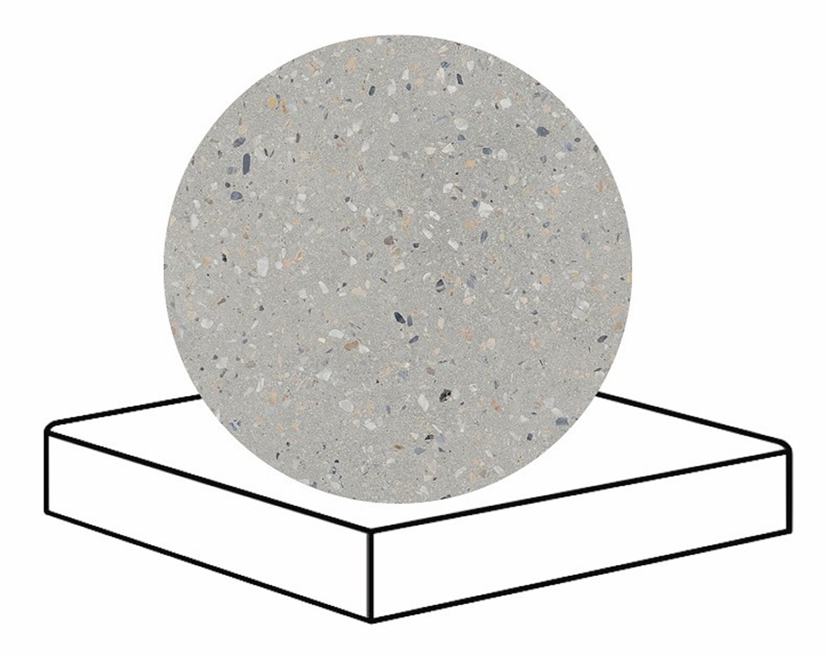 LPC Cemento Re60 Terrazzo lasittamaton porraslaatta reunalla kulmapala 33X33 05 Grey tasapintainen silotettu matta harmaa betoni