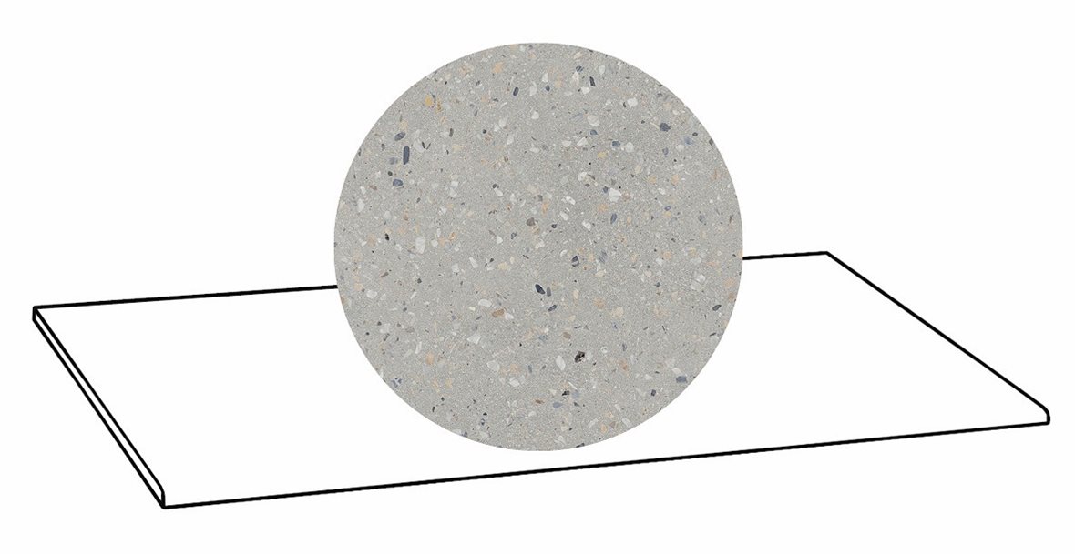 LPC Cemento Re60 Terrazzo lasittamaton porraslaatta 33X120 05 Grey tasapintainen silotettu matta harmaa betoni