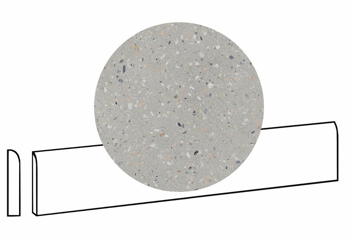 LPC Cemento Re60 Terrazzo lasittamaton jalkalista pyöristetty pitkä sivu 7X60 05 Grey tasapintainen silotettu matta harmaa betoni