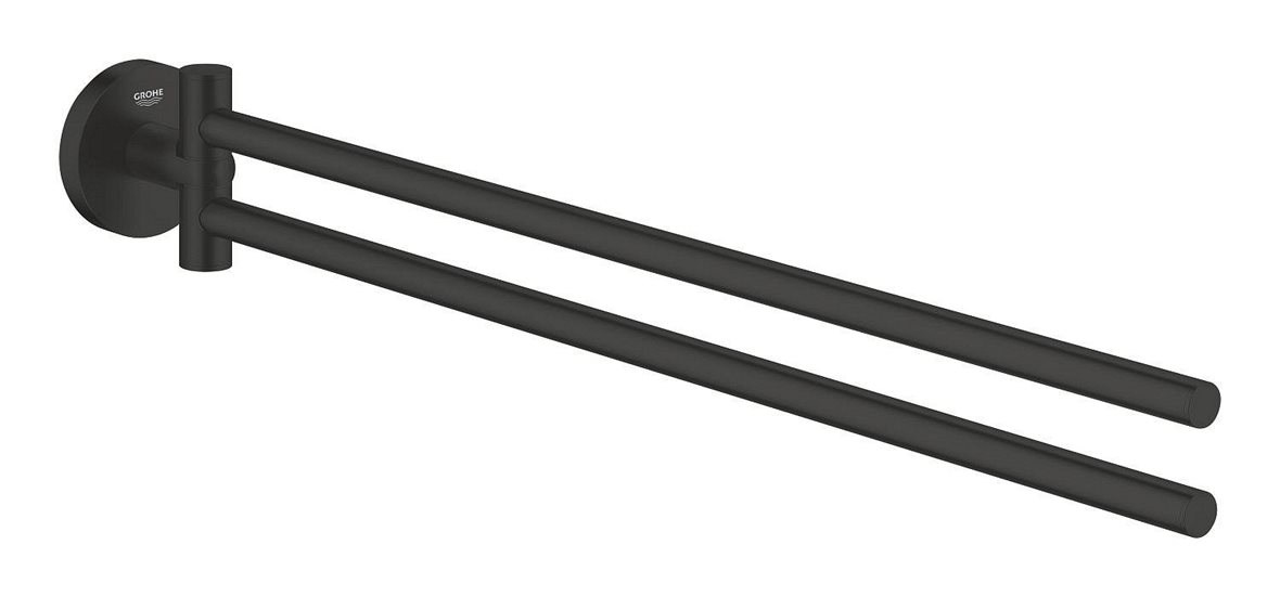 GROHE Essentials kaksiosainen pyyhetanko 44 cm mattamusta kääntyvä