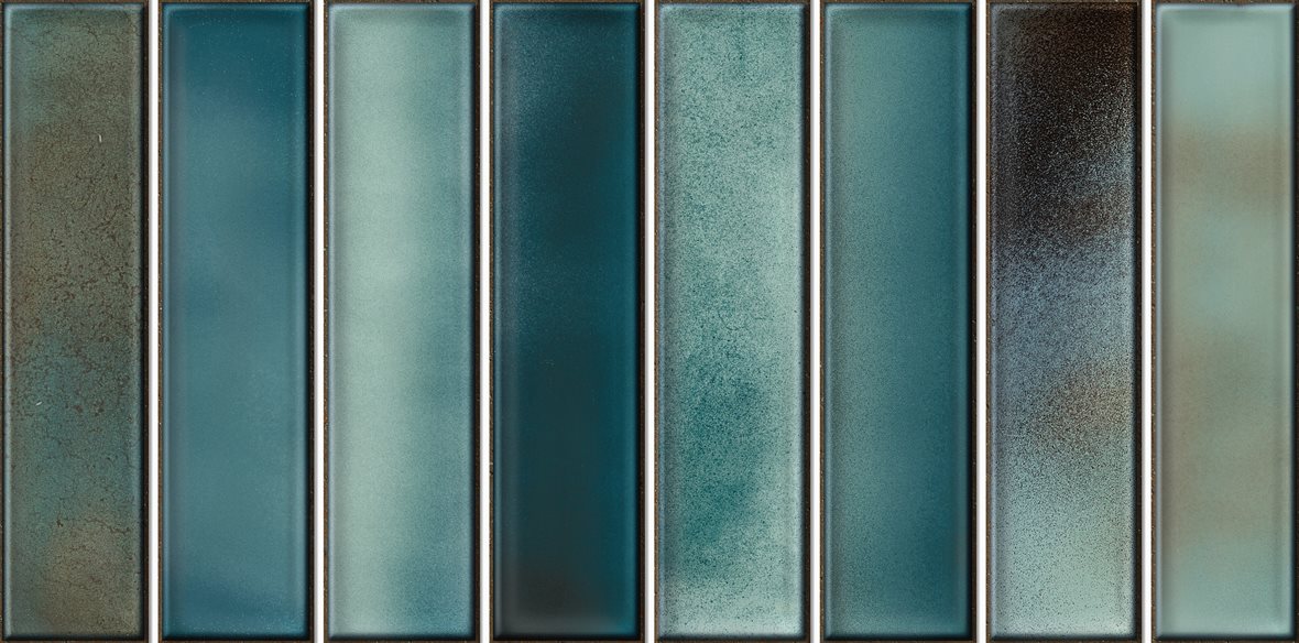 LPC Aurora lasitettu kaakeli seinälaatta 15X30 03 Inari laineileva kiiltävä valesauma keskitumma vivahteikas