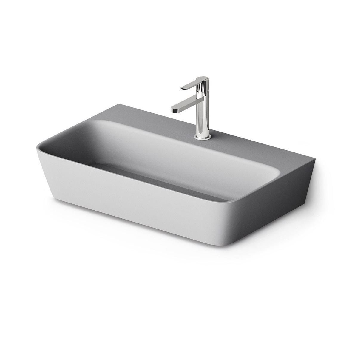 PAA Quadro malja-allas 70X43X13,7 cm mattaharmaa kivikomposiitti matta harmaa