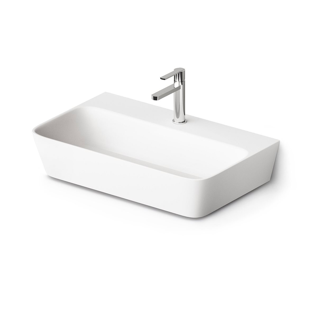 PAA Quadro malja-allas 70X43X13,7 cm mattavalkoinen kivikomposiitti matta valkoinen