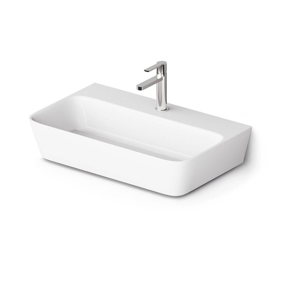 PAA Quadro malja-allas 70X43X13,7 cm kiiltävä valkoinen valumarmori kiiltävä valkoinen