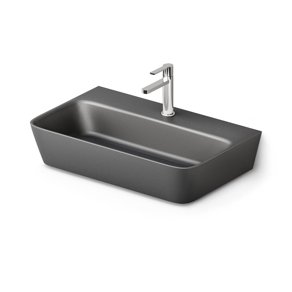 PAA Quadro malja-allas 70X43X13,7 cm graphite kivikomposiitti matta harmaa