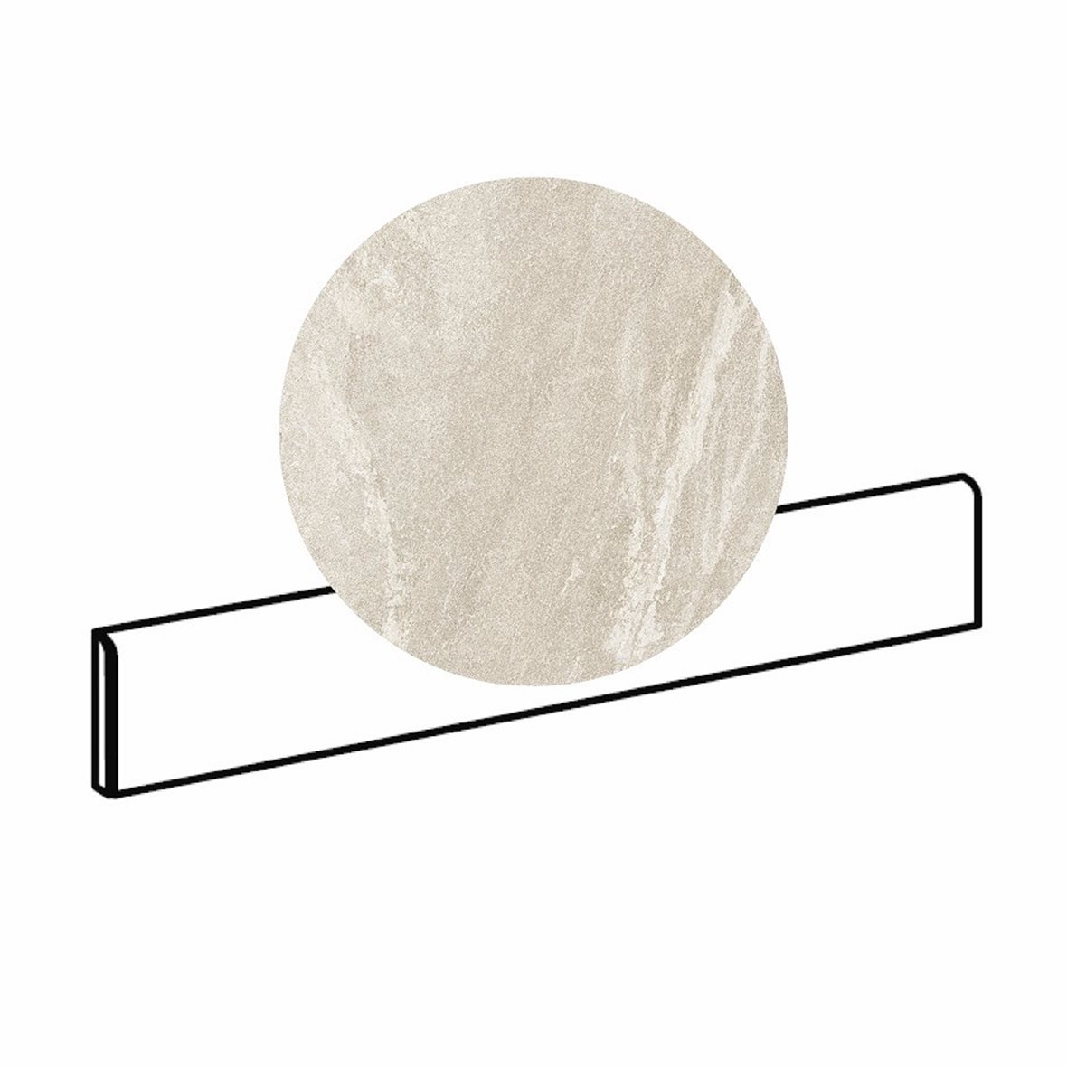 Pukkila Quartziti lasitettu jalkalista 5X60 01 Chalk tasapintainen matta vaalea valkoinen kivi