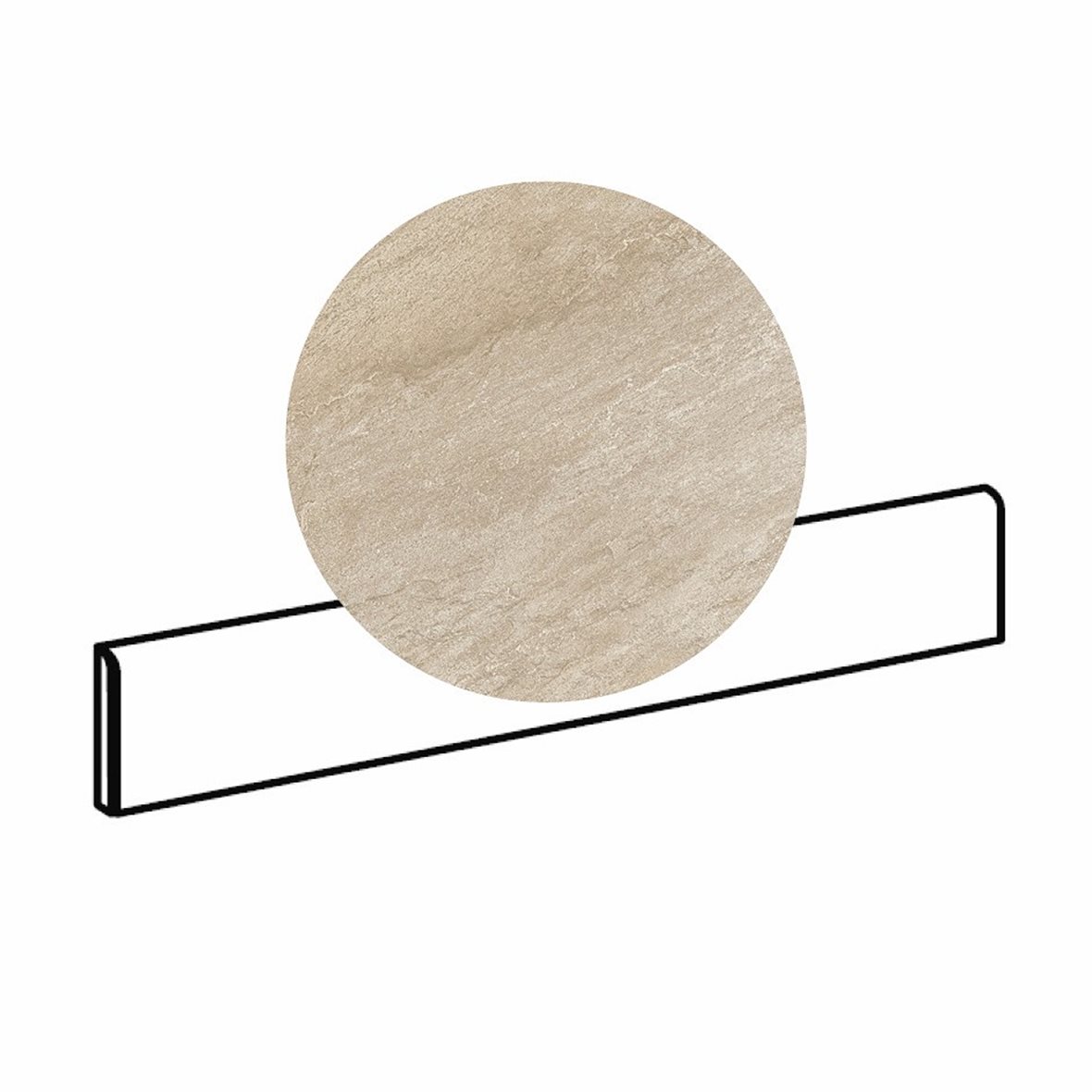 Pukkila Quartziti lasitettu jalkalista 5X60 02 Sand tasapintainen matta keskitumma beige kivi