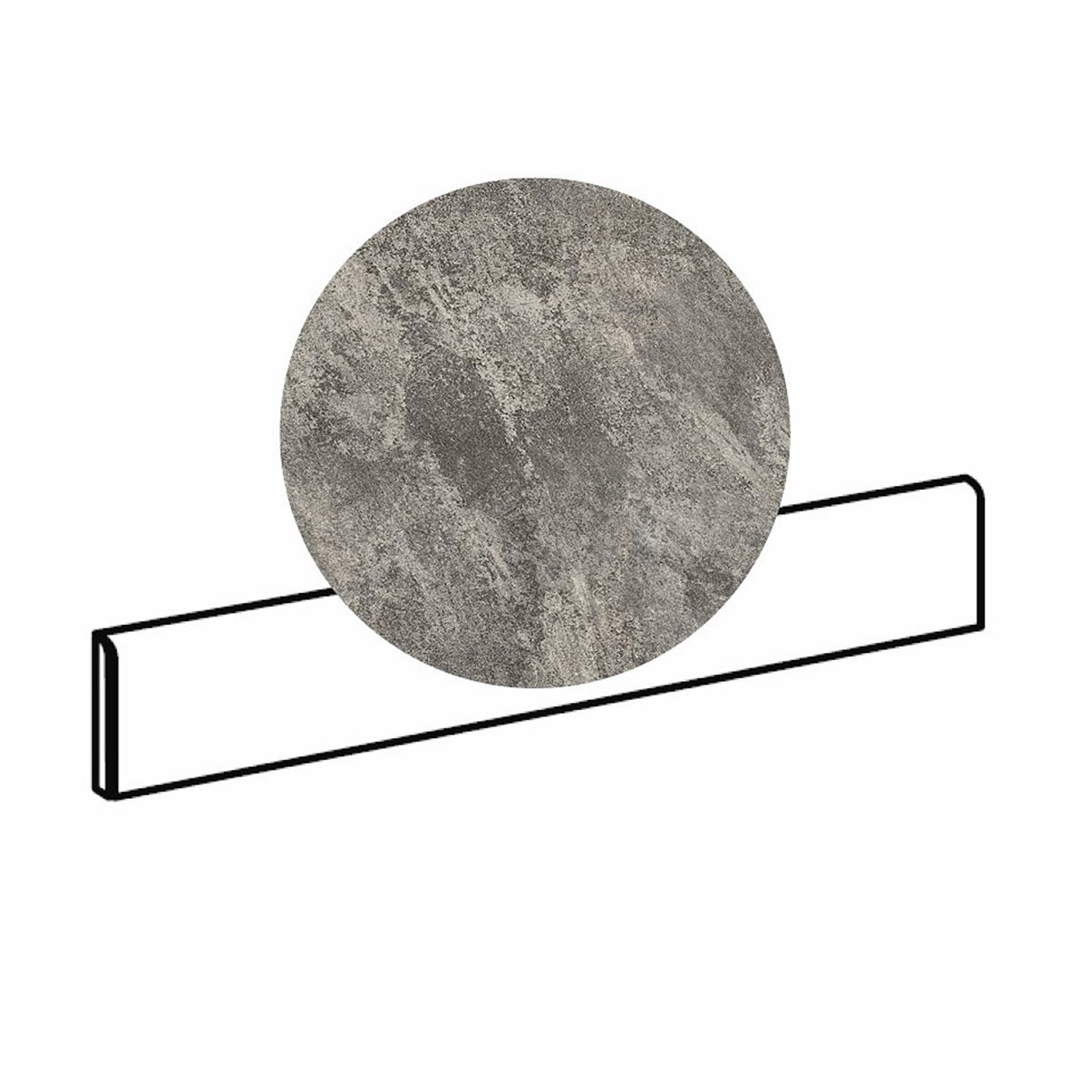 Pukkila Quartziti lasitettu jalkalista 5X60 03 Grey tasapintainen matta keskitumma harmaa kivi