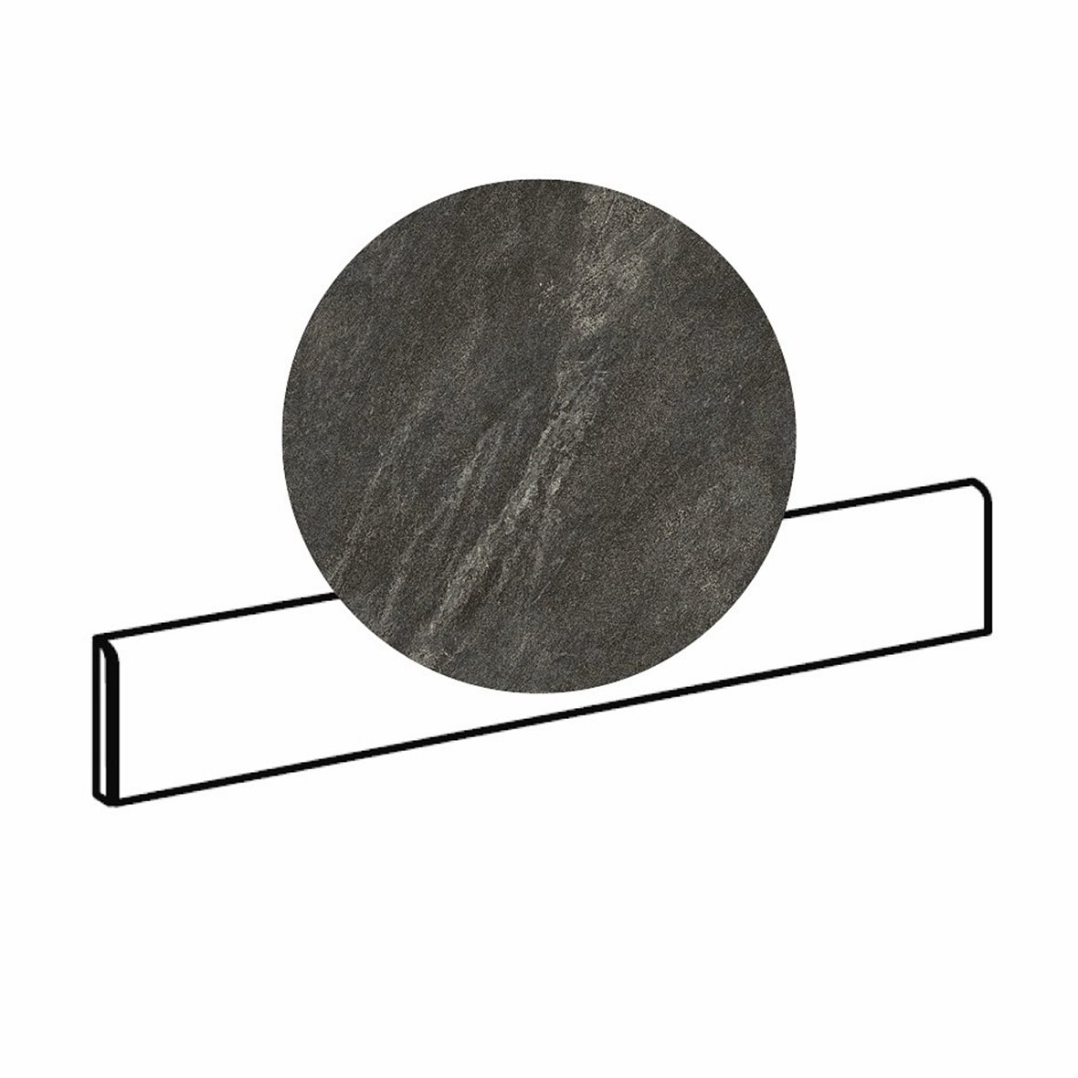 Pukkila Quartziti lasitettu jalkalista 5X60 04 Black tasapintainen matta tumma musta kivi