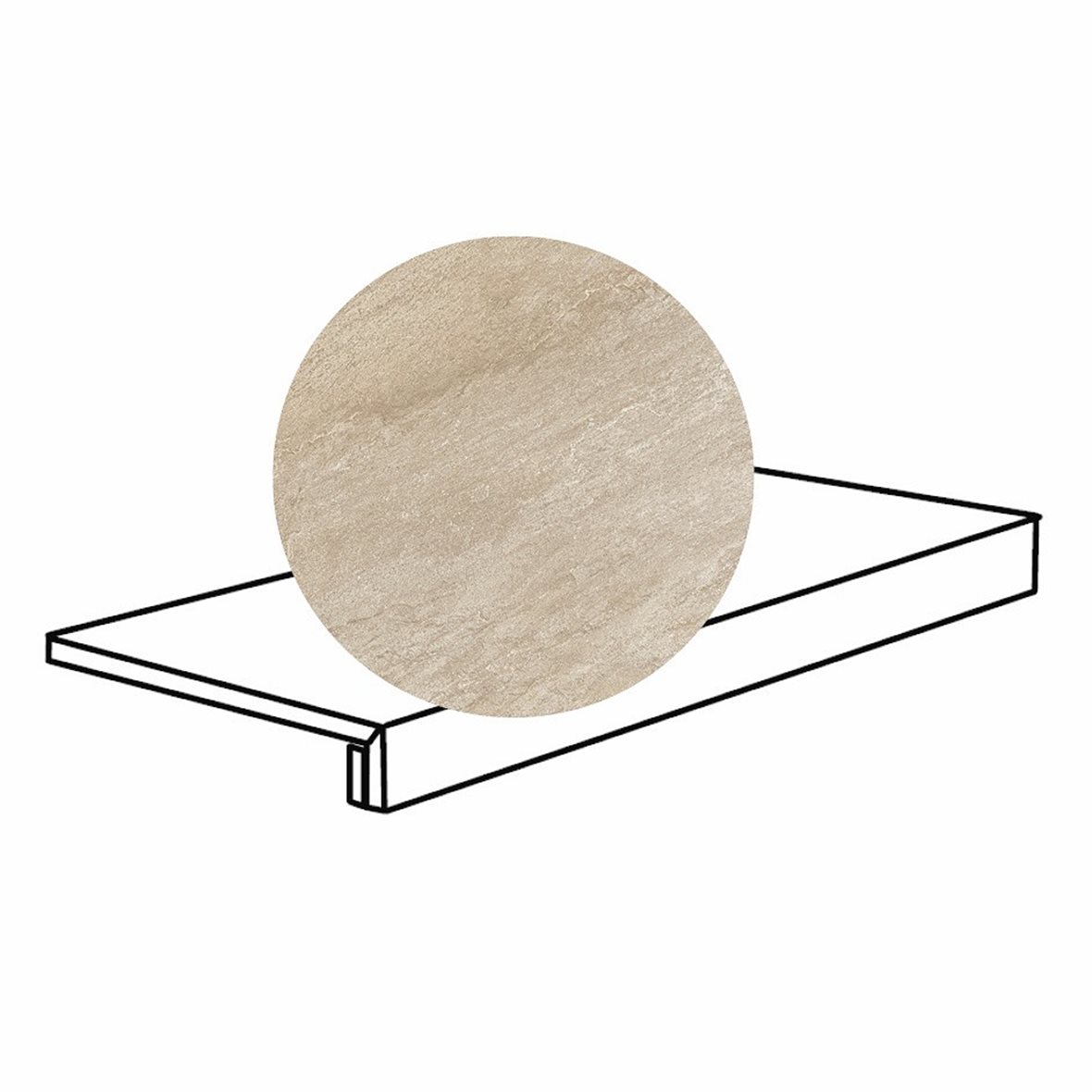 Pukkila Quartziti lasitettu porraslaatta reunalla 33X120X2 02 Sand tasapintainen matta keskitumma beige kivi