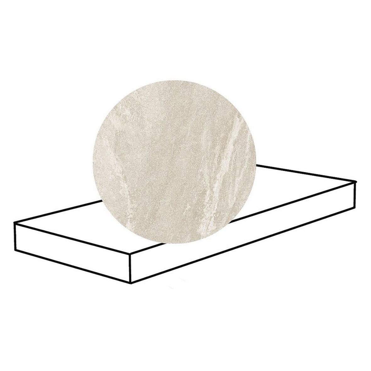 Pukkila Quartziti lasitettu porraslaatta DX 33X120X2 01 Chalk tasapintainen matta vaalea valkoinen kivi