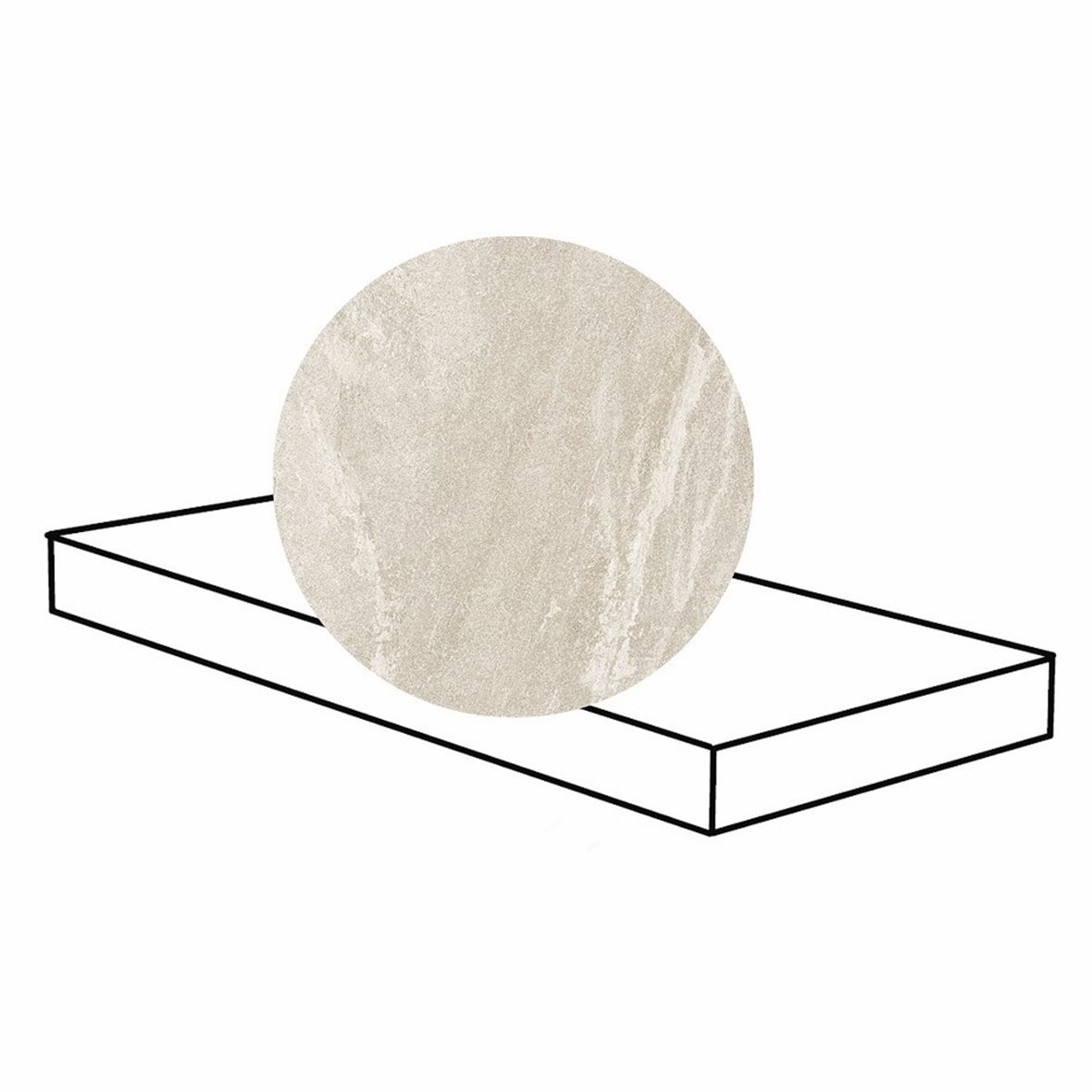 Pukkila Quartziti lasitettu porraslaatta SX 33X120X2 01 Chalk tasapintainen matta vaalea valkoinen kivi