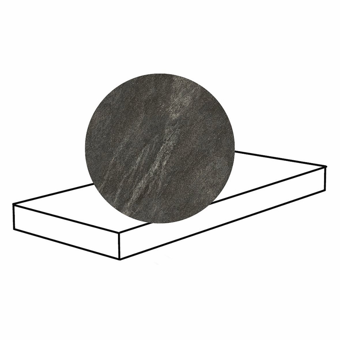 Pukkila Quartziti lasitettu porraslaatta DX 33X120X2 04 Black tasapintainen matta tumma musta kivi