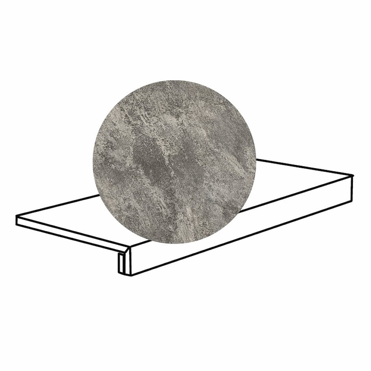 Pukkila Quartziti lasitettu porraslaatta reunalla 33X120X2 03 Grey tasapintainen matta keskitumma harmaa kivi