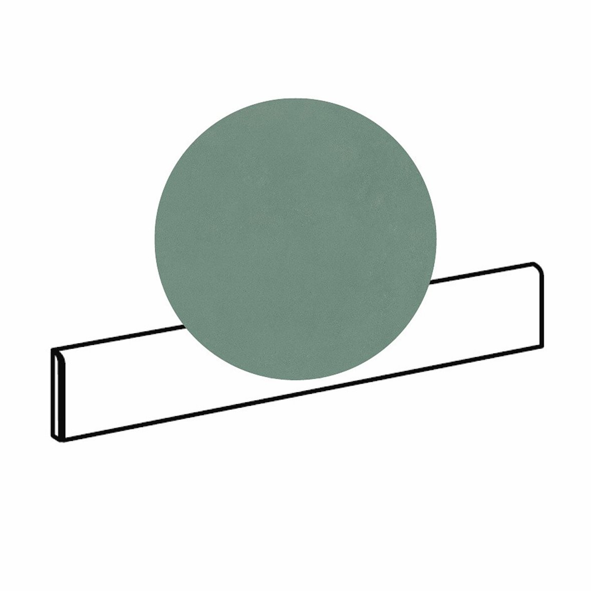 Pukkila Paris lasitettu jalkalista 5X60 06 Green tasapintainen matta keskitumma vihreä betoni