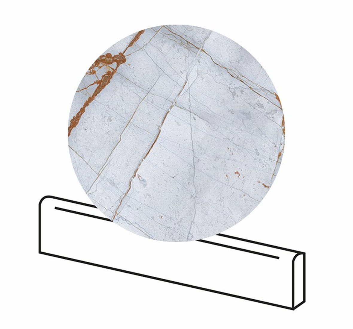 LPC Valeria lasitettu jalkalista 7,5X60 07 Azul tasapintainen matta vaalea sininen marmori