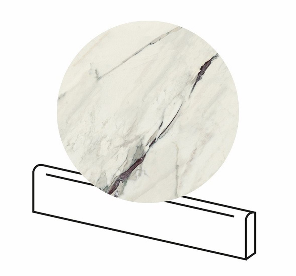 LPC Valeria lasitettu jalkalista 7,5X60 06 Capraia tasapintainen matta vaalea valkoinen marmori